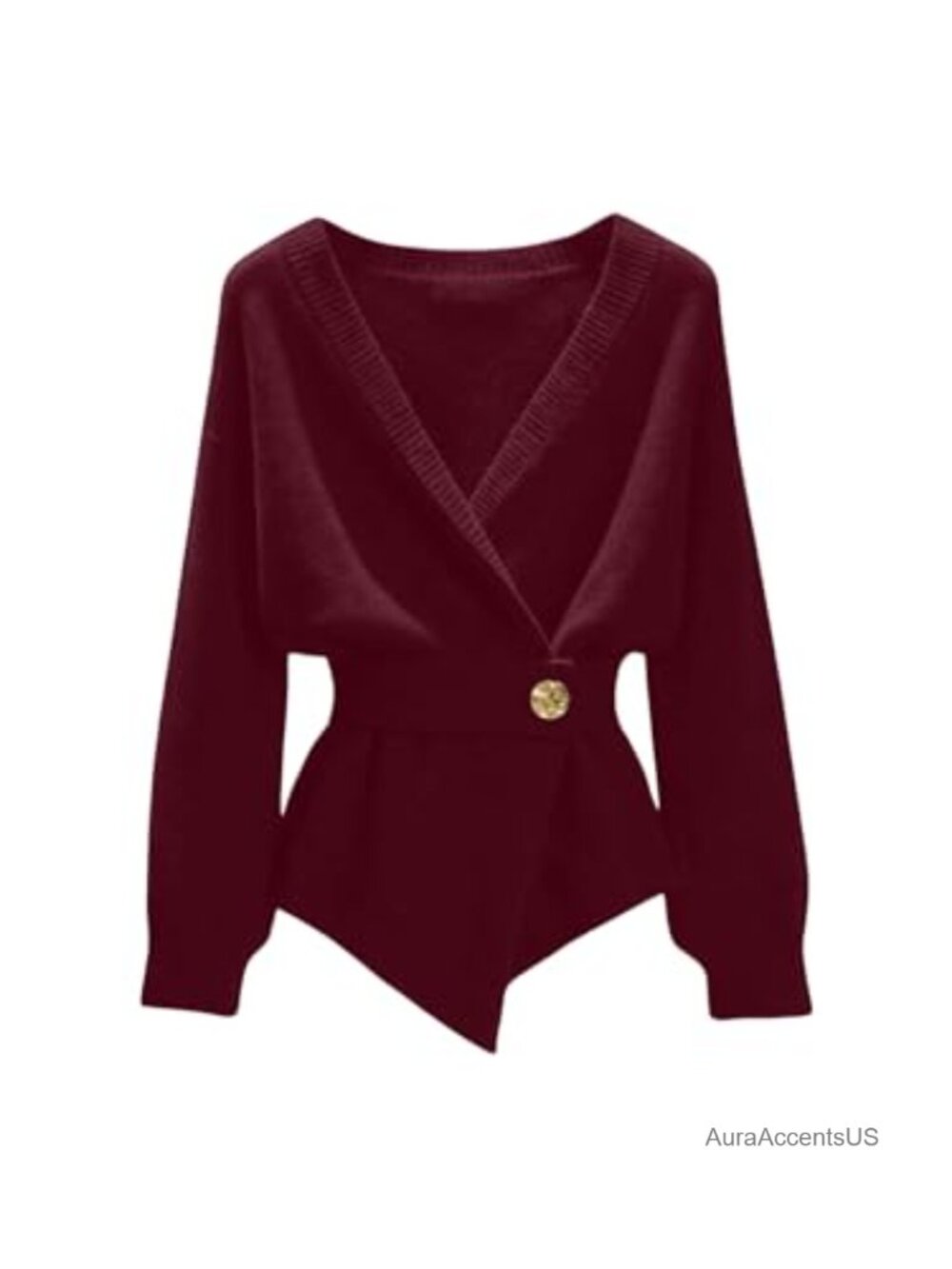 Verdusa Women's Wrap Sweater Asymmetrical Cinched Waist Belted Cardigan with